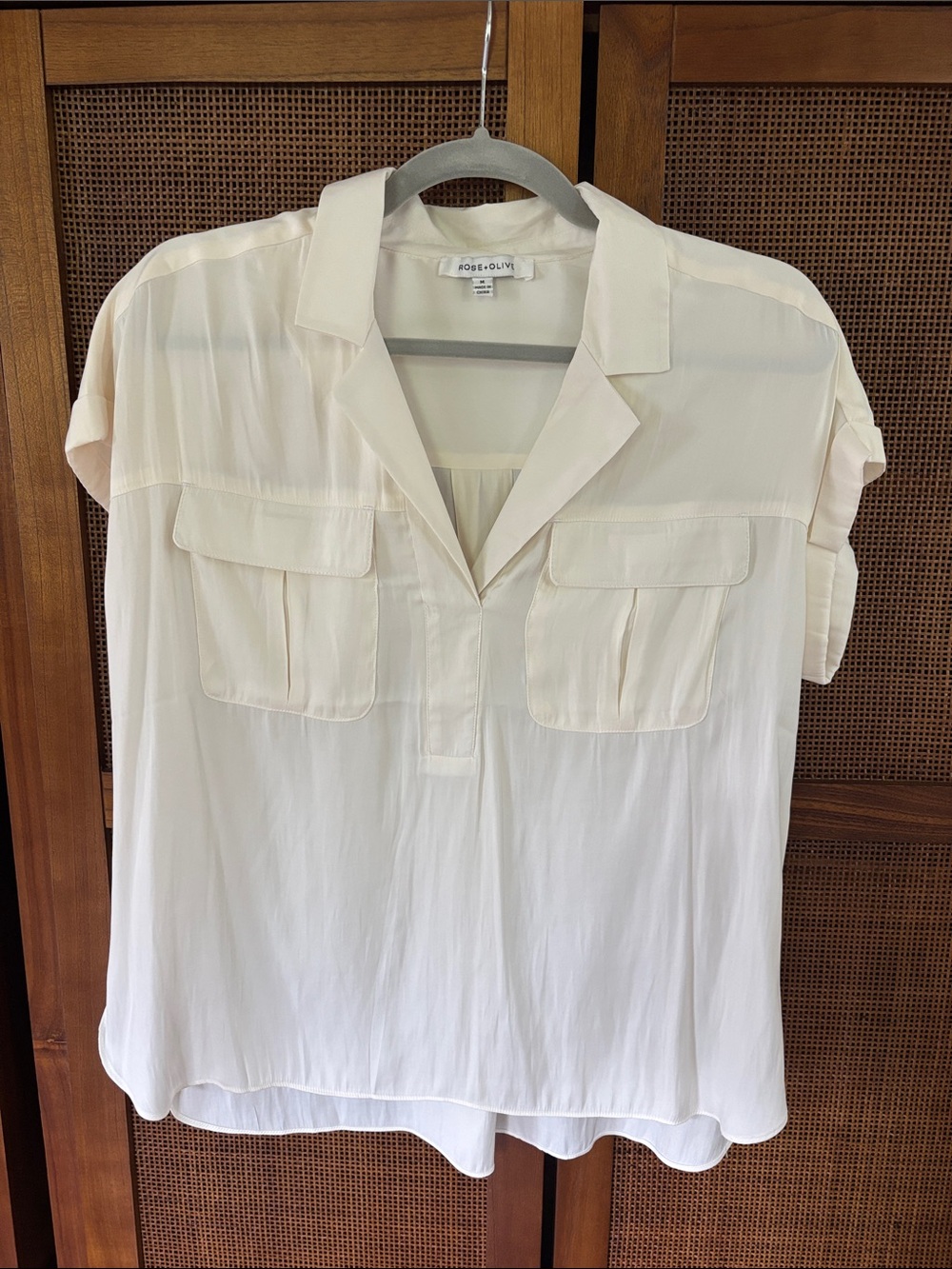 Rose & Olive Ivory Camp Collar Utility Top